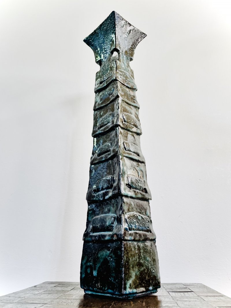 Brutalist Studio Pottery Tower Vase